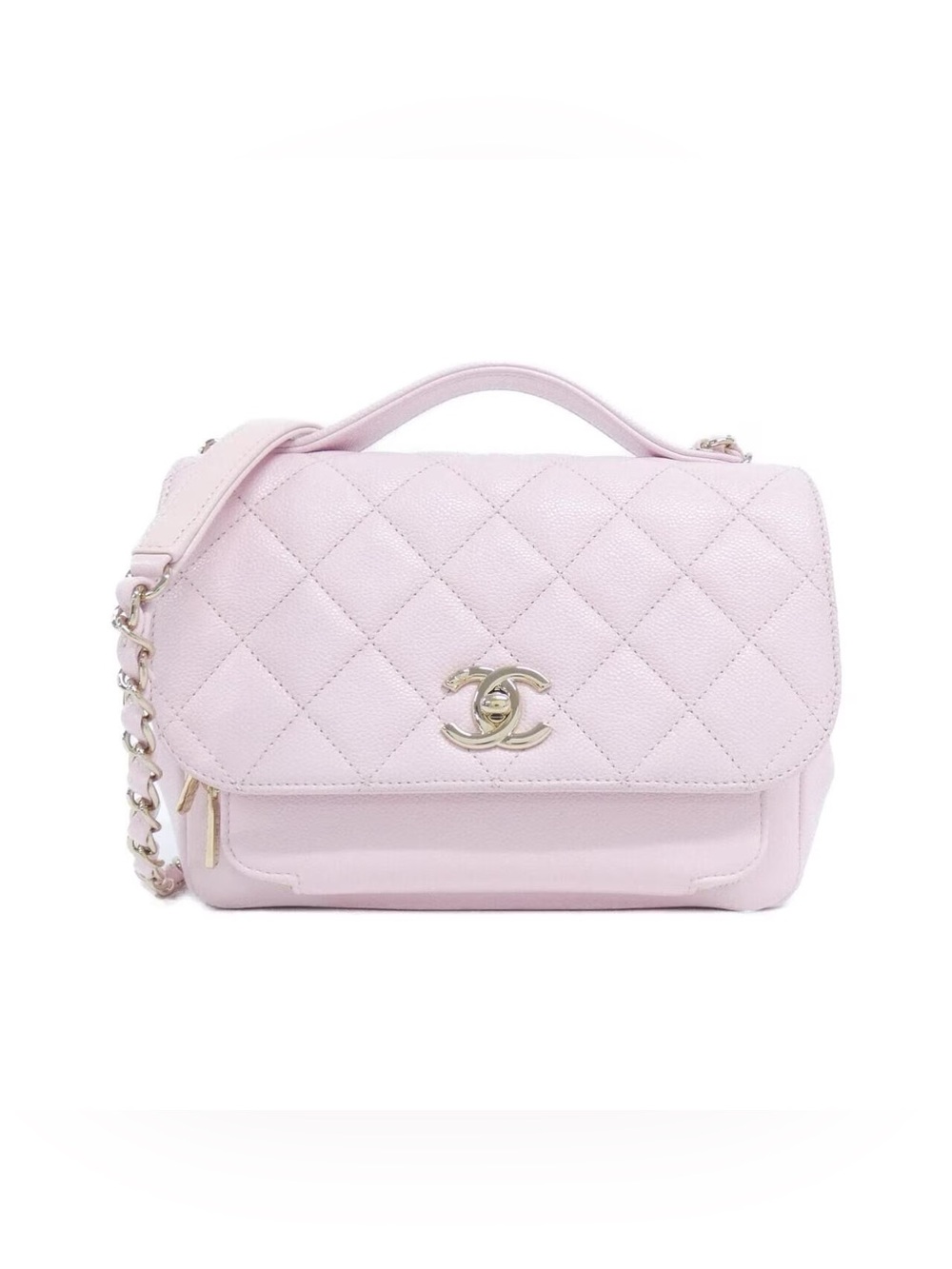 CHANEL Caviar Quilted Medium Business Affinity Flap Light Sakura Rose Pink